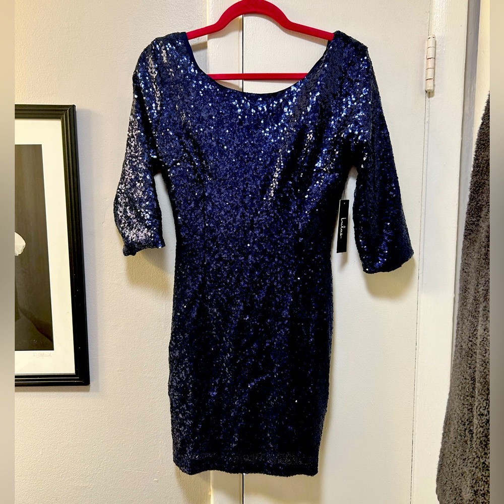 Lulus Navy Sequin Dress
